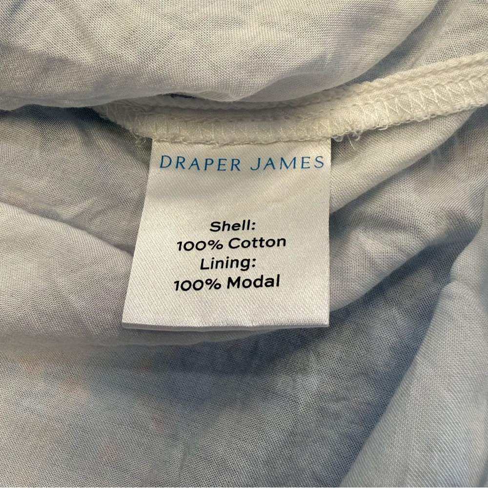 Draper James Lucinda Floral Dress Blue Pink Cotton Ruffle Hem V Neck Women’s L - Picture 12 of 13
